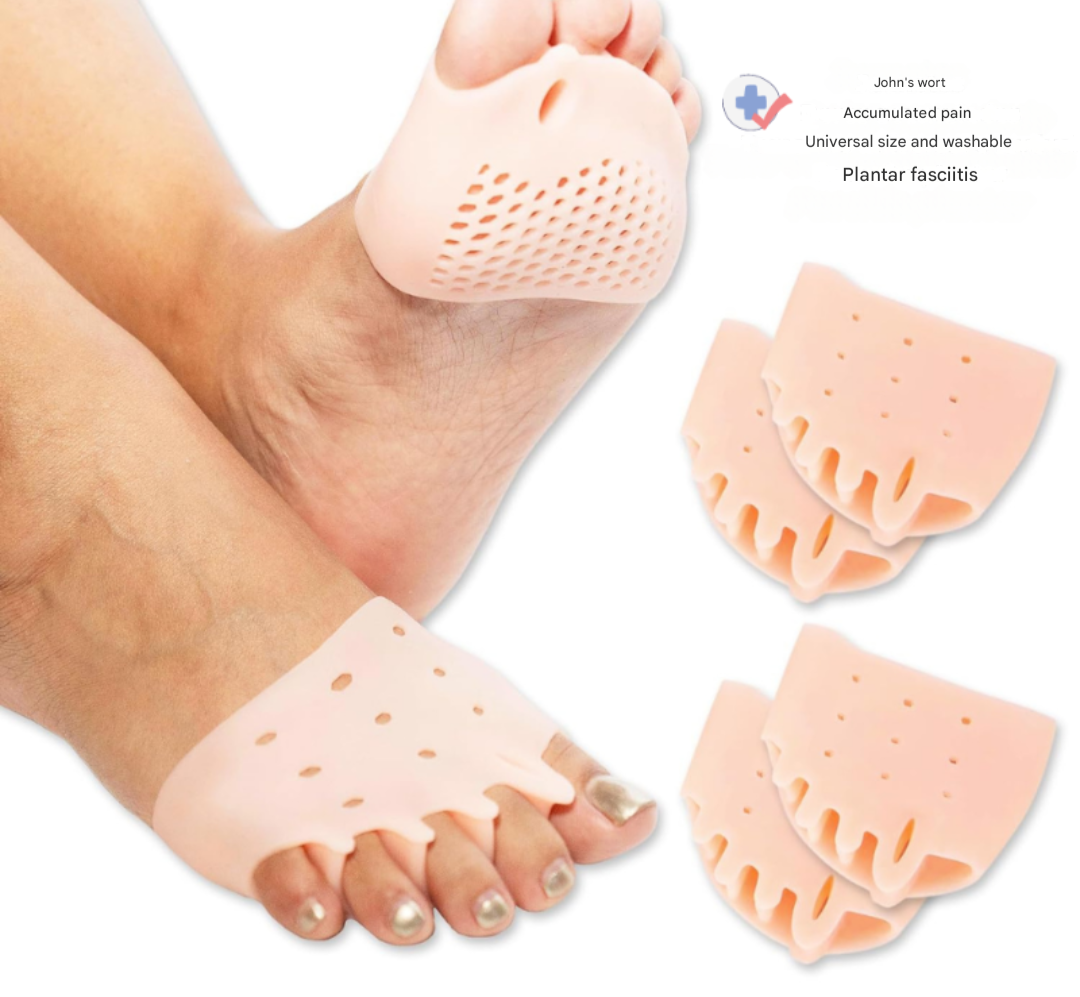 Weiche Silikon Zehenspreizer mit Kissenpads gegen Hallux Valgus, Ballenzeh und Fußschmerzen, unisex.