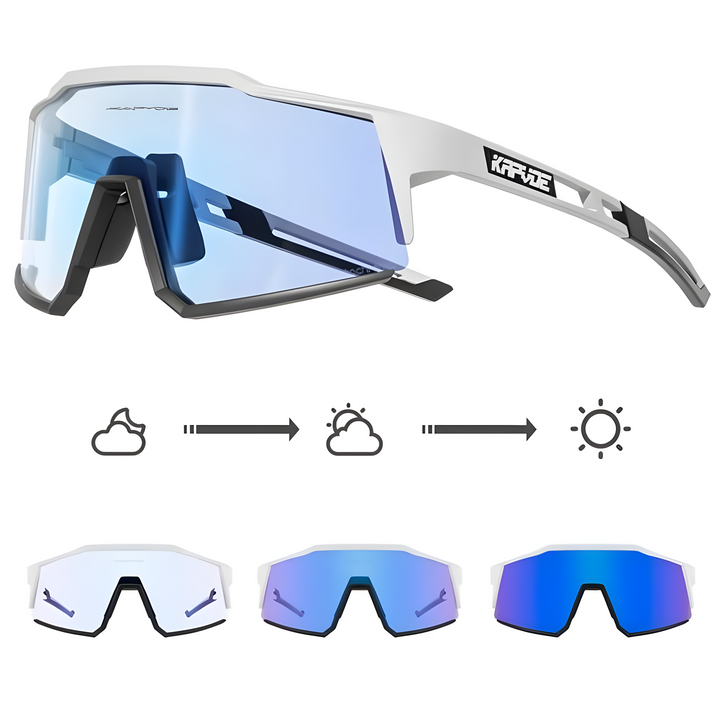 Photochrome Fahrradbrille mit UV400-Schutz, ideal für Radsport & Outdoor-Biking. Ultraleicht & komfortabel.