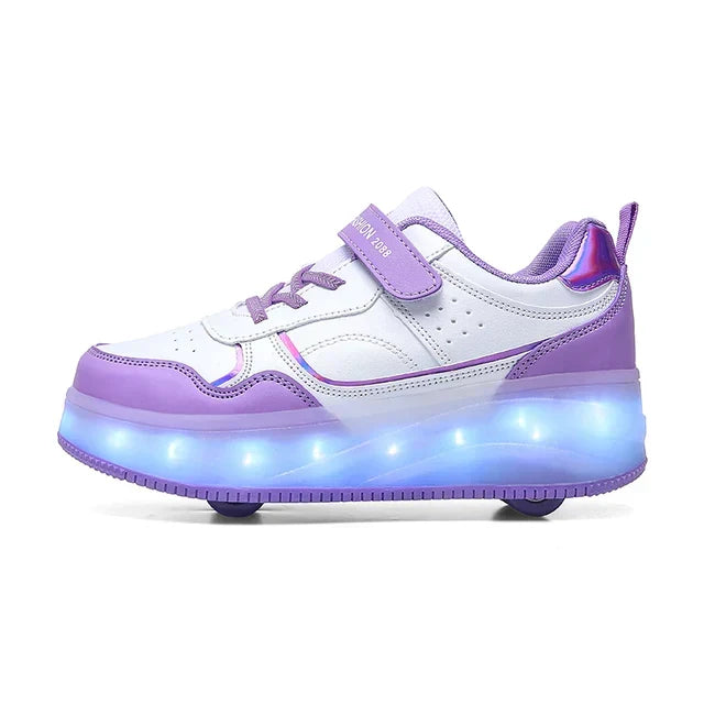 Orthopädische Kinderrollschuhe "Zoe" mit leuchtenden LED-Rädern und Unterstützung für kleine Füße.