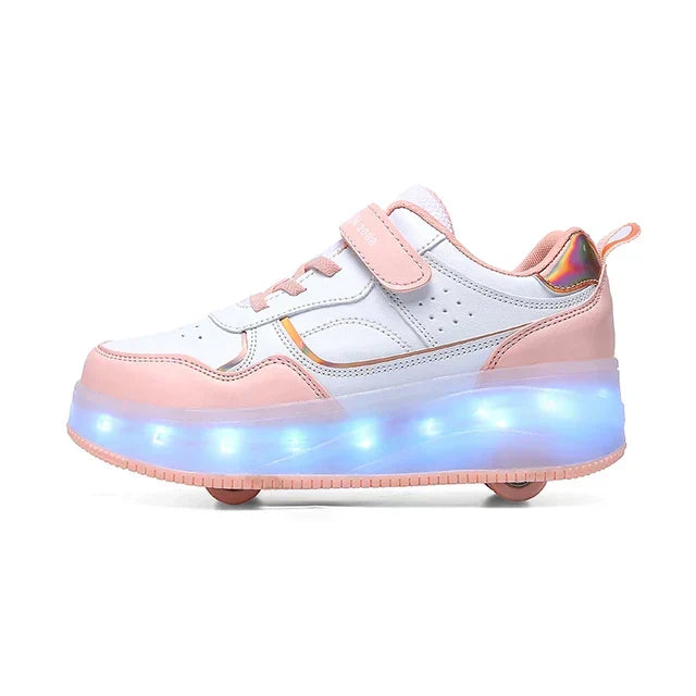 Leuchtende Kinder Rollschuhe mit LED-Rollen; verstellbare Größe; ideal für Freizeit & Spielspaß.