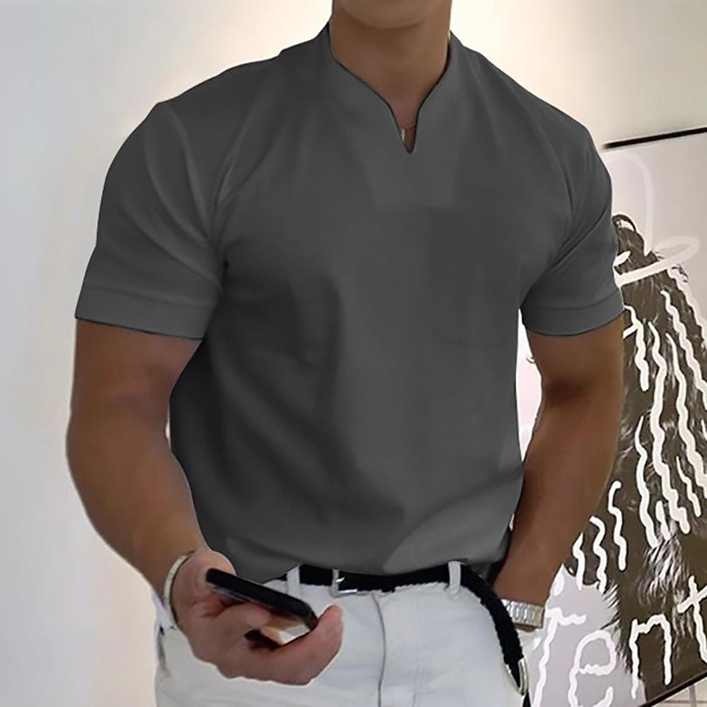 Hochwertiges Herren Stehkragenhemd, Kurzarm, elegant und komfortabel für den vielseitigen Freizeitlook.
