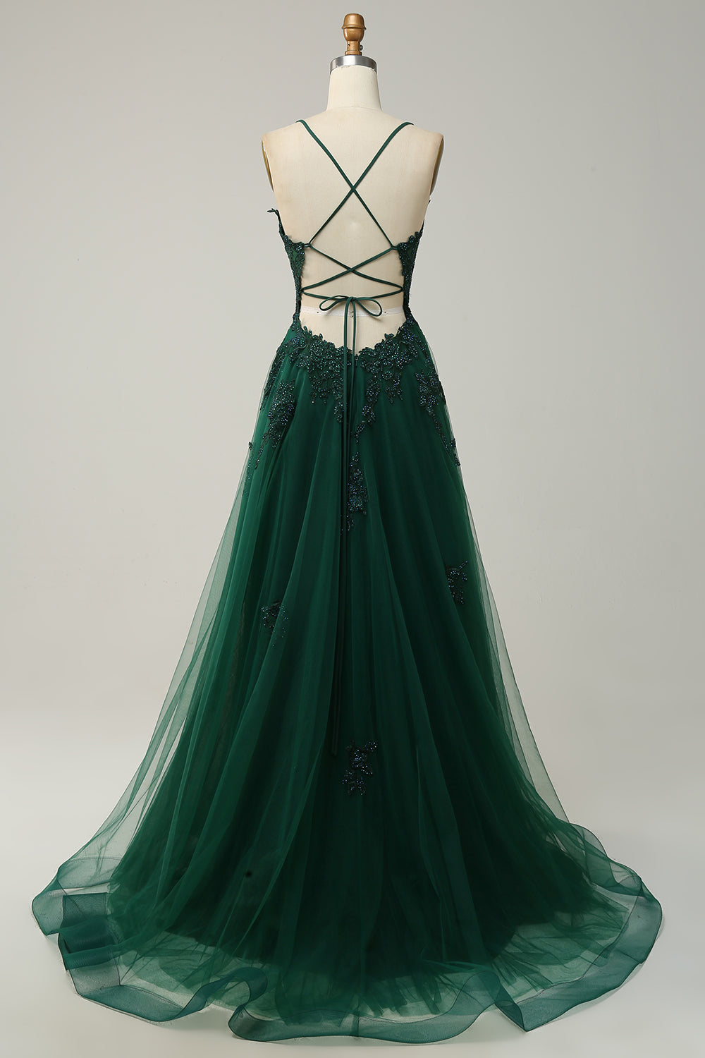 Elegantes A-Linien Abendkleid für Damen mit feinen Spaghettiträgern; perfekt für Gala & Hochzeit.
