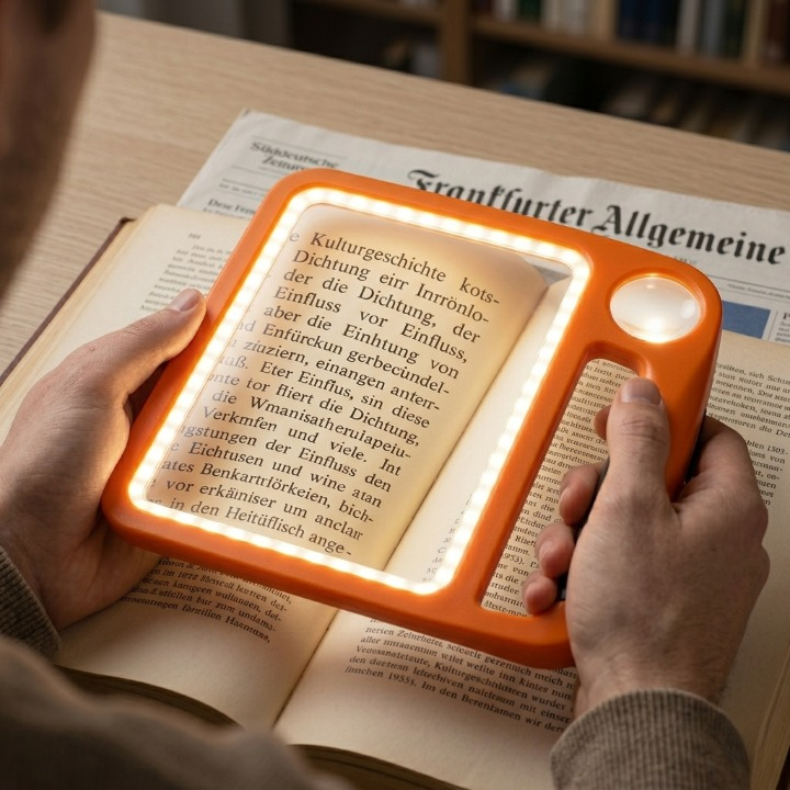 LED Leselupe mit Licht, 5x/10x Vergrößerung. USB-wiederaufladbare Handlupe für Senioren, Lesen & Detailarbeit.