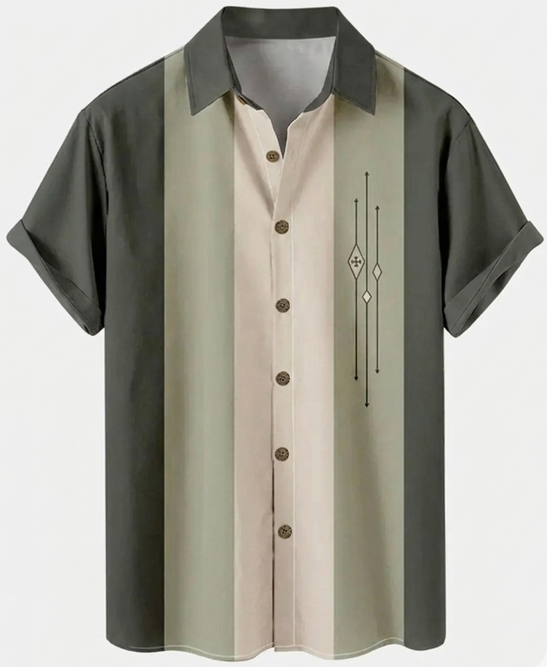 Vielseitiges kurzärmeliges Herrenhemd, Retro-Look. Ideal für Freizeit, Party, Urlaub und modische Männer.