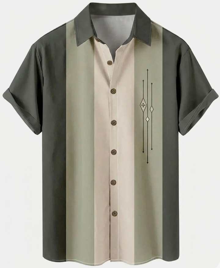 Vielseitiges kurzärmeliges Herrenhemd, Retro-Look. Ideal für Freizeit, Party, Urlaub und modische Männer.