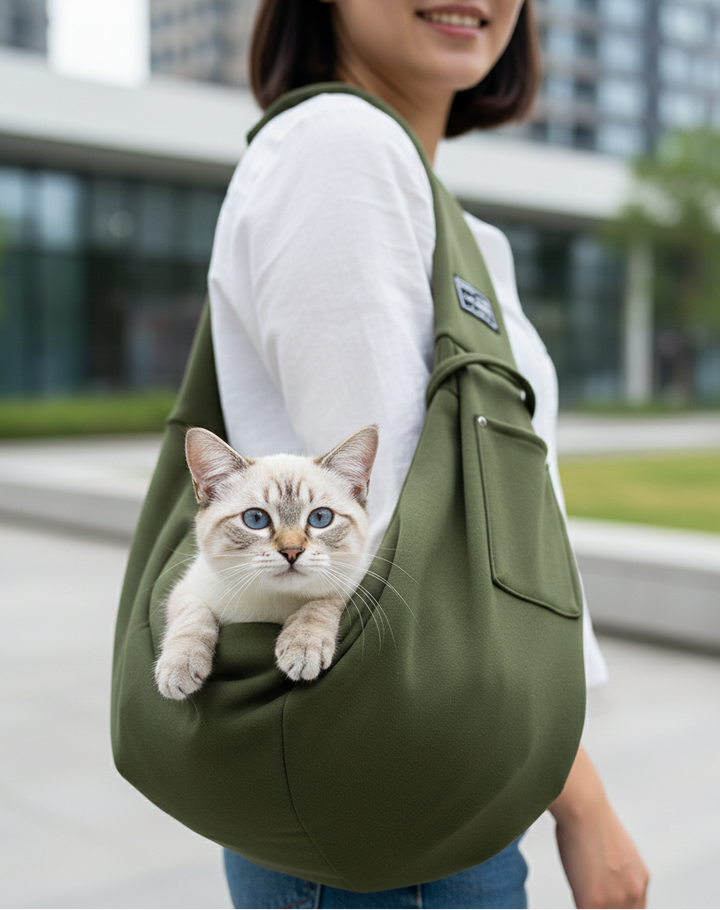 Sichere & stabile Hundeschultertasche mit Innenleine für kleinen Hund, für sorglosen Transport.