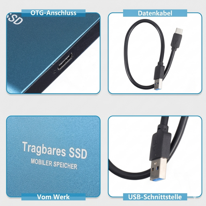 Leistungsstarke 2TB externe SSD für Laptop & PC. Schneller mobiler Speicher für Elektronik.