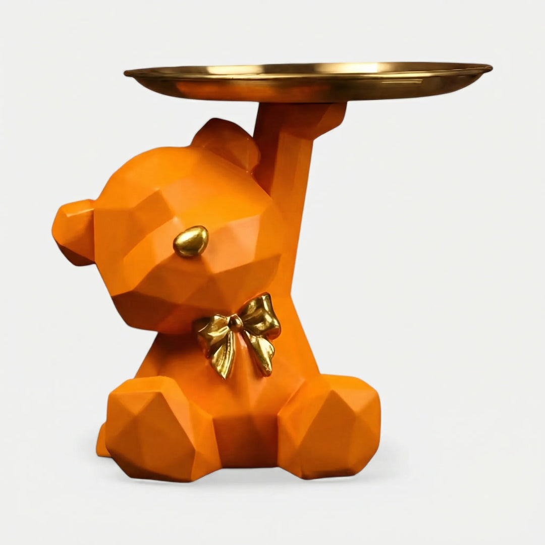 Süße Bärenfigur, rosa, mit Ablageschale; charmante Schlüsselablage & Schmuckhalter, ideales Geschenk für Zuhause.