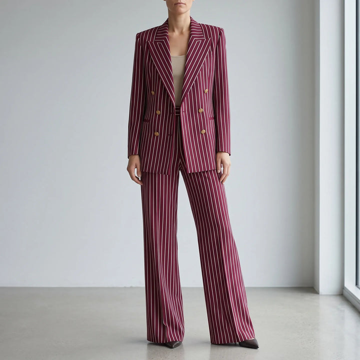 Eleganter gestreifter Damen Hosenanzug Courtney, perfekt für Business und formelle Anlässe.