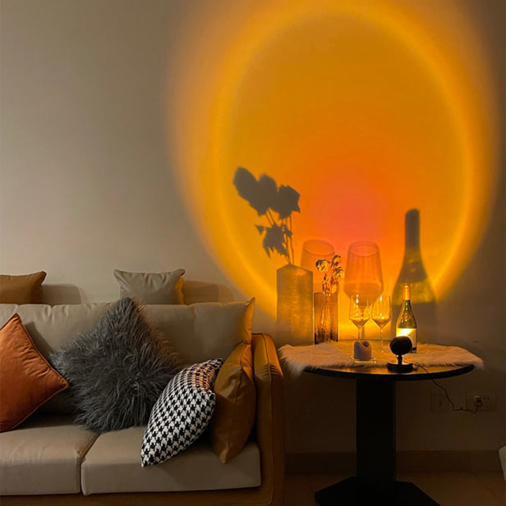 Gemütliche Retro Sunset LED Tischlampe, energiesparendes Stimmungslicht für entspannte Atmosphäre.