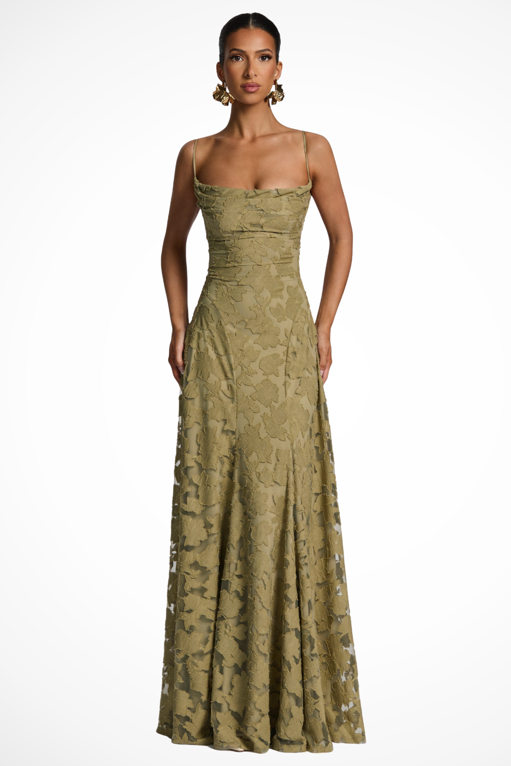 Burgundisches Damen Maxikleid, formell und schick, mit Wasserfallausschnitt, ideal als Hochzeitsgast. [[lstfy-media:3]]