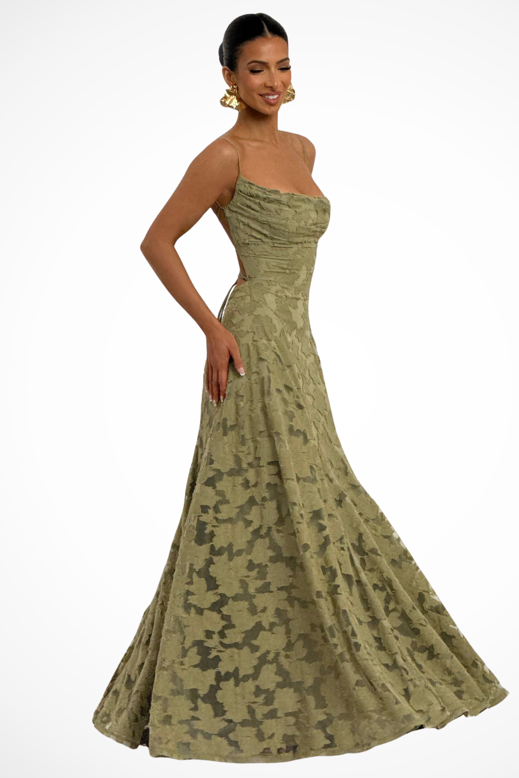 Rosa Damen Maxikleid mit Wasserfallausschnitt, ein elegantes und fließendes Abendkleid für besondere Anlässe. [[lstfy-media:4]]