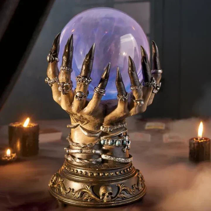 Einzigartige Aetherclaw gotische Tischlampe, dunkles Design mit mystischem Plasmaeffekt für besondere Wohnaccessoires.