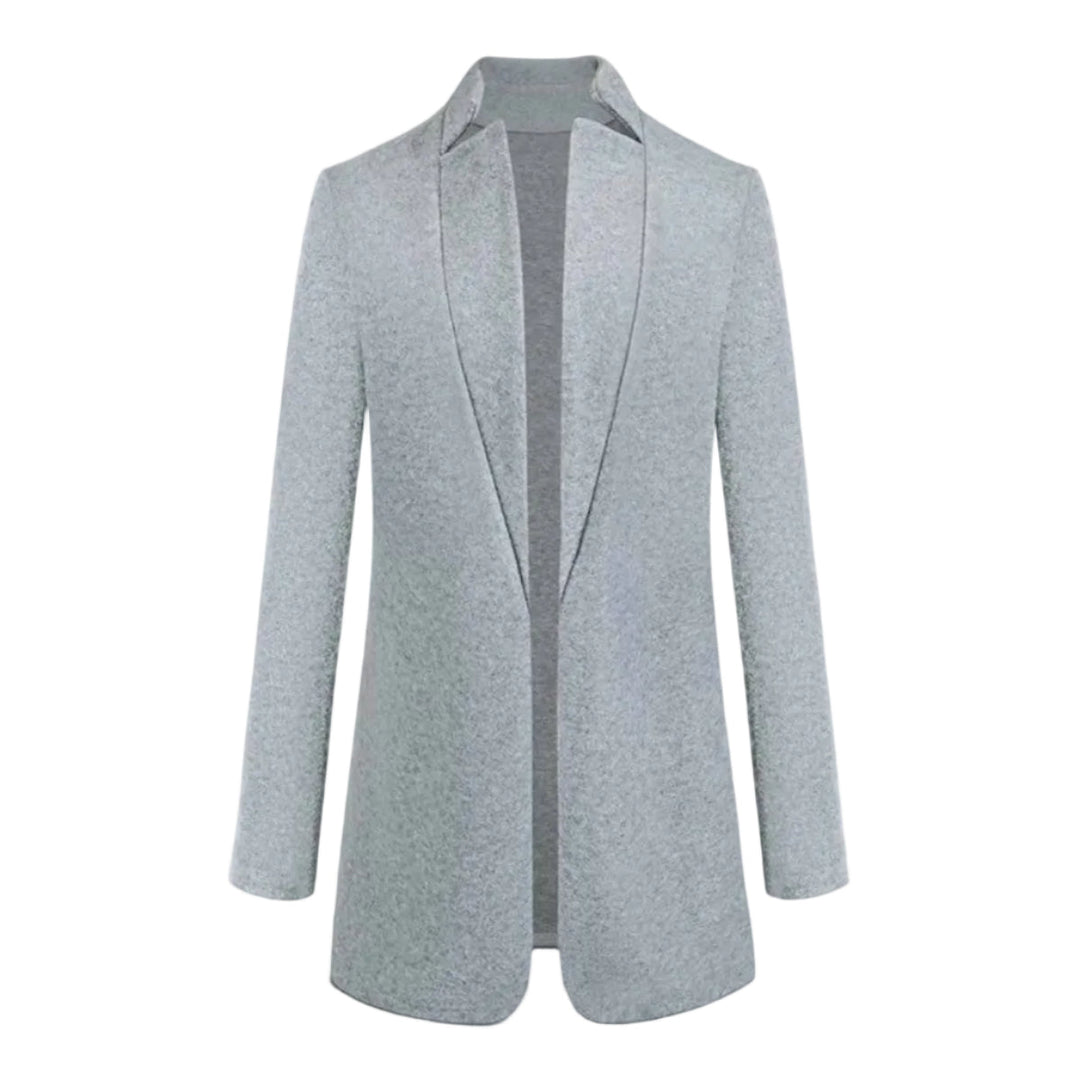 Eleganter Damen Langmantel mit Reverskragen für Büro & Freizeit. Klassischer Schnitt für Herbst & Winter.