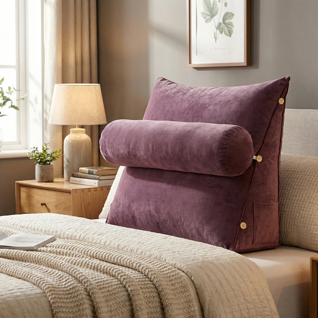 Gemütliches Keilkissen für optimale Rückenstütze zu Hause. Ergonomisches Lesekissen & Sofakissen.