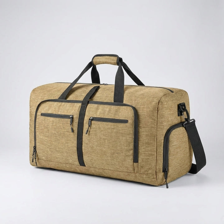 Kompakte faltbare Reisetasche, platzsparend zusammengefaltet, ideal für Gepäckorganisation & Reisen.