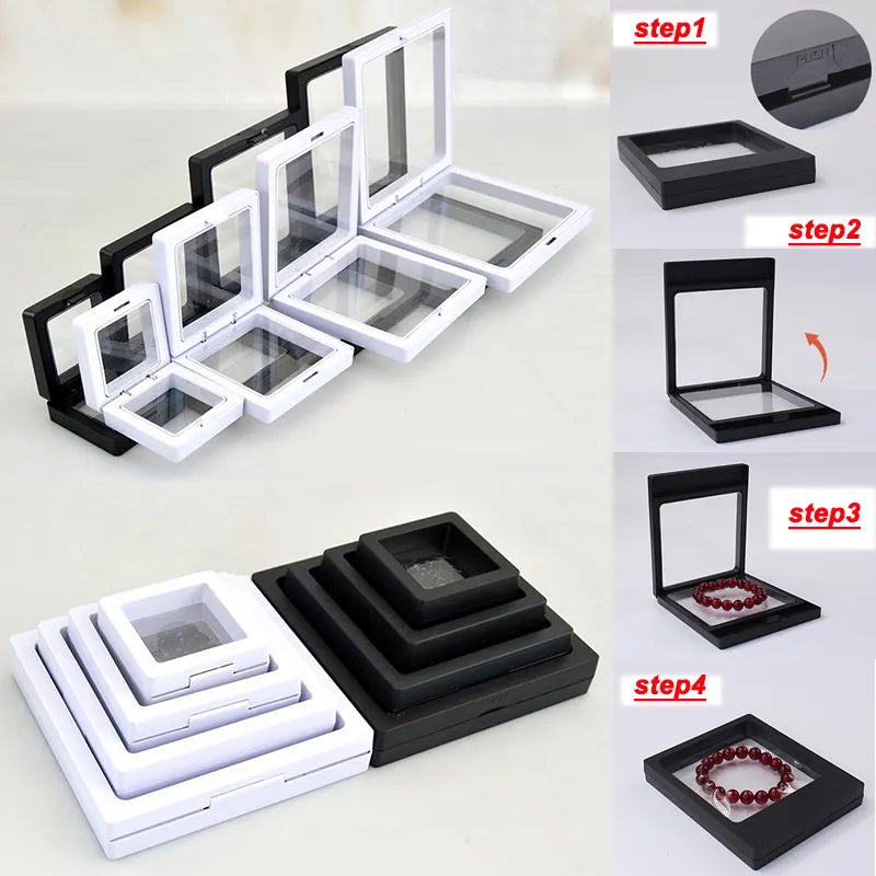 Vielseitiges 10er Set schwebender Schmuckkästchen; perfekte Präsentation für alle Accessoires.