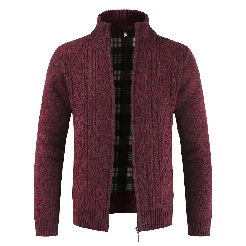 Stilvoller Herren Cardigan mit Zopfmuster & Reißverschluss, perfekt für Freizeit & Alltag, bequem & modern.