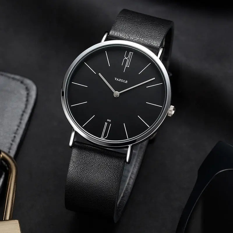 Klassische Herrenuhr mit Quarz-Uhrwerk und weißem Zifferblatt. Vintage-Stil für den Mann.