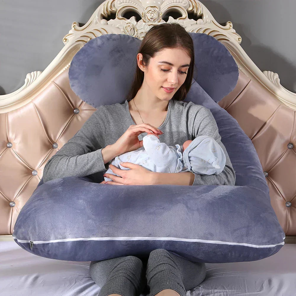 U-förmiges Ganzkörperkissen bietet optimale Unterstützung für Babybauch und Mutterschaftskomfort.