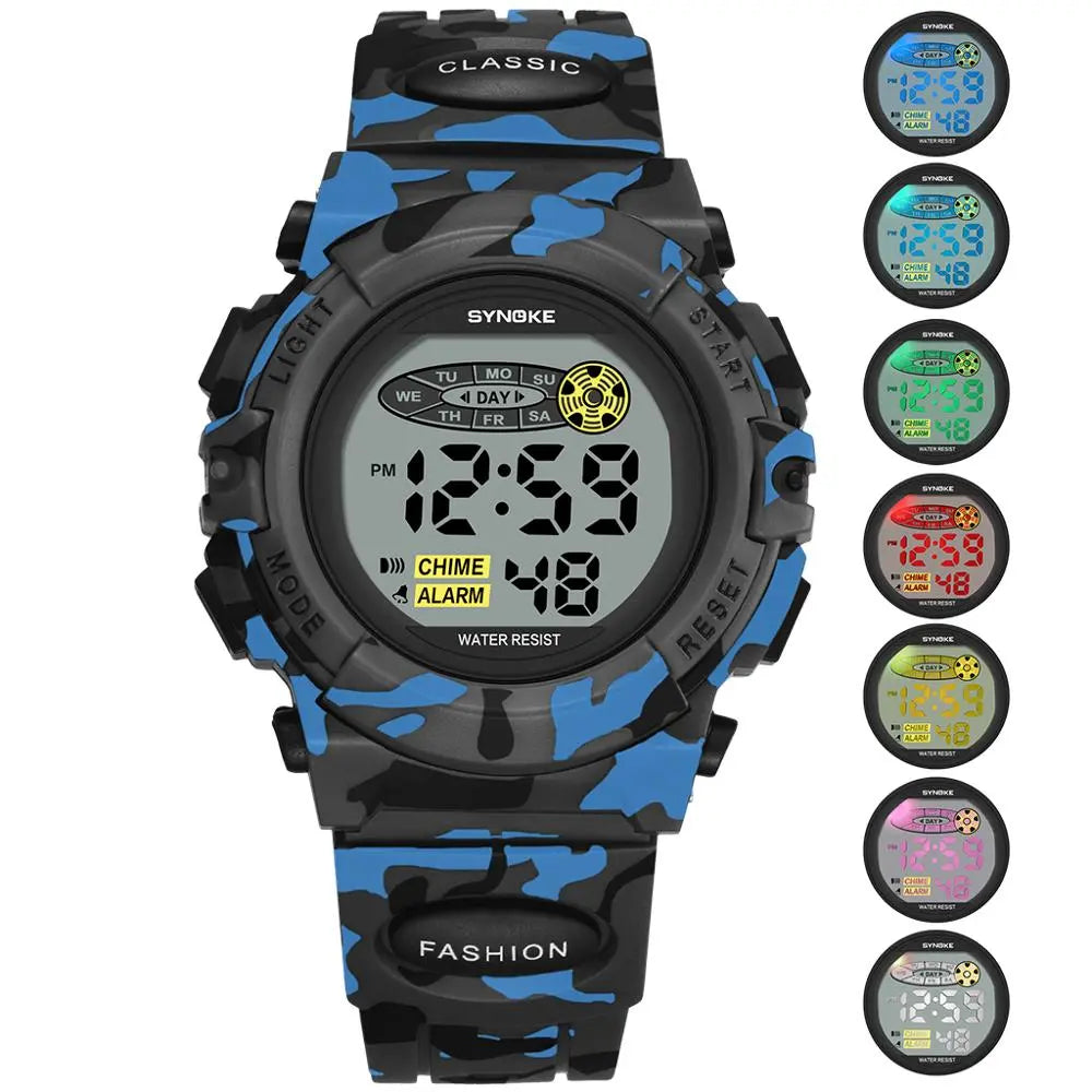 Stylische Livano Kinderuhr mit wasserdichtem Design und digitalem LED-Display. Bequemes Silikonarmband für jeden Tag.