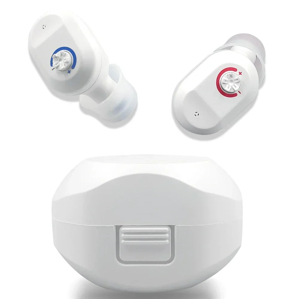 Mini In-Ear Hörgeräte für diskreten Tragekomfort und verbesserte Klangklarheit.