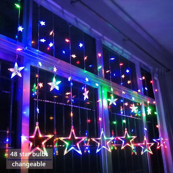 LED Sternen-Lichterkette mit Fernbedienung und Farbwechsel-Optionen für vielseitige Party Deko.