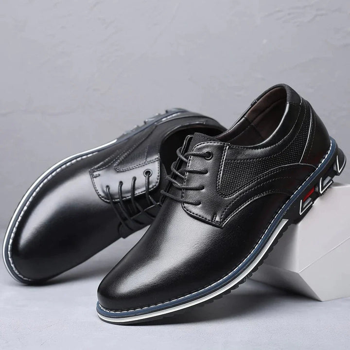 Elegante orthopädische Herren Business-Schnürschuhe aus Leder für maximalen Komfort und Fußgesundheit.