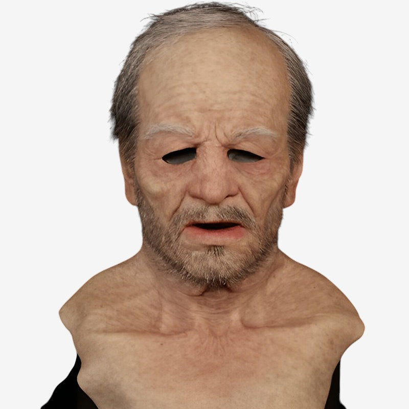 Realistische Cosplay Latexmaske mit beweglichem Mund. Vollgesichts-Charaktermaske für erwachsene Darsteller.