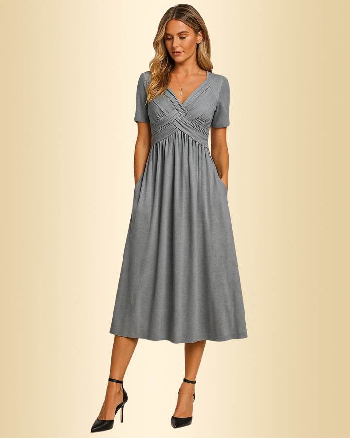 Elegantes Damen A-Linien Midikleid, vielseitig für Alltag & Büro, bequeme Passform, stilvolle Damenmode.