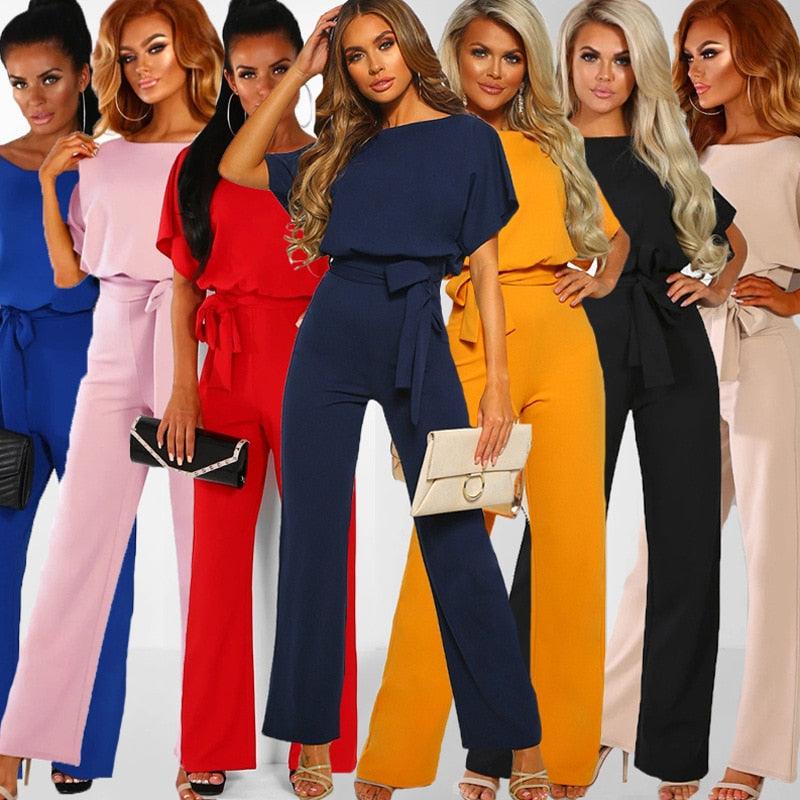 Eleganter gelber Damen Jumpsuit, komfortabel und stylisch, ideal für festliche Anlässe oder Freizeit.