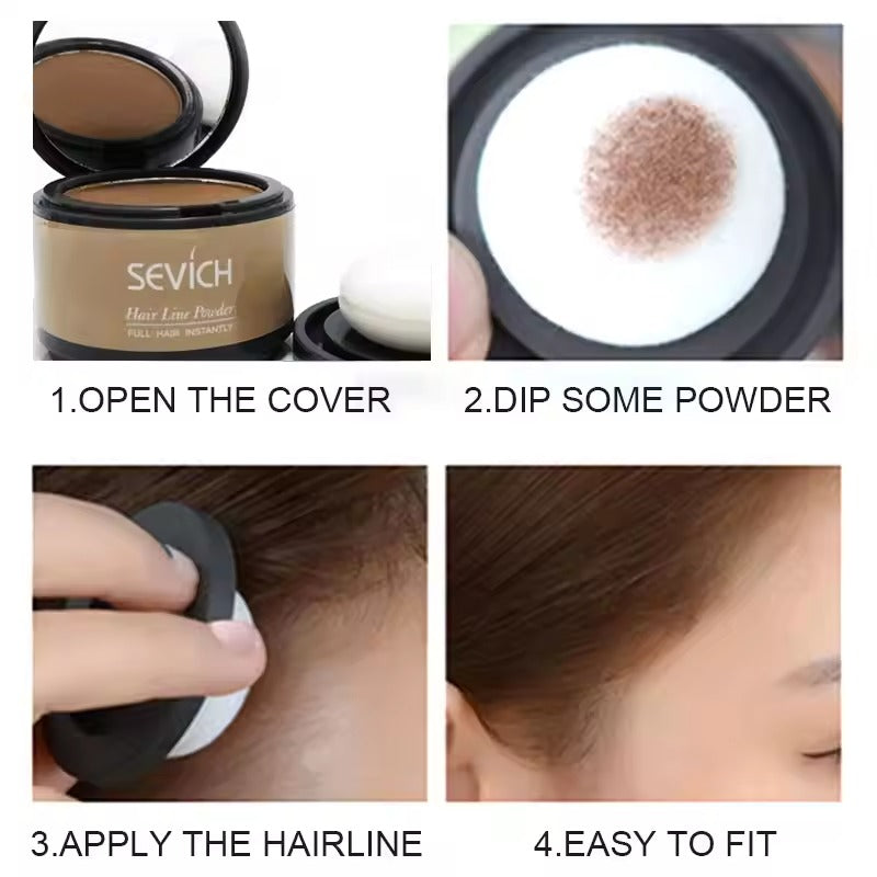 Wasserfestes Haar-Makeup Puder für einen volleren Haaransatz und die Abdeckung von lichten Stellen.