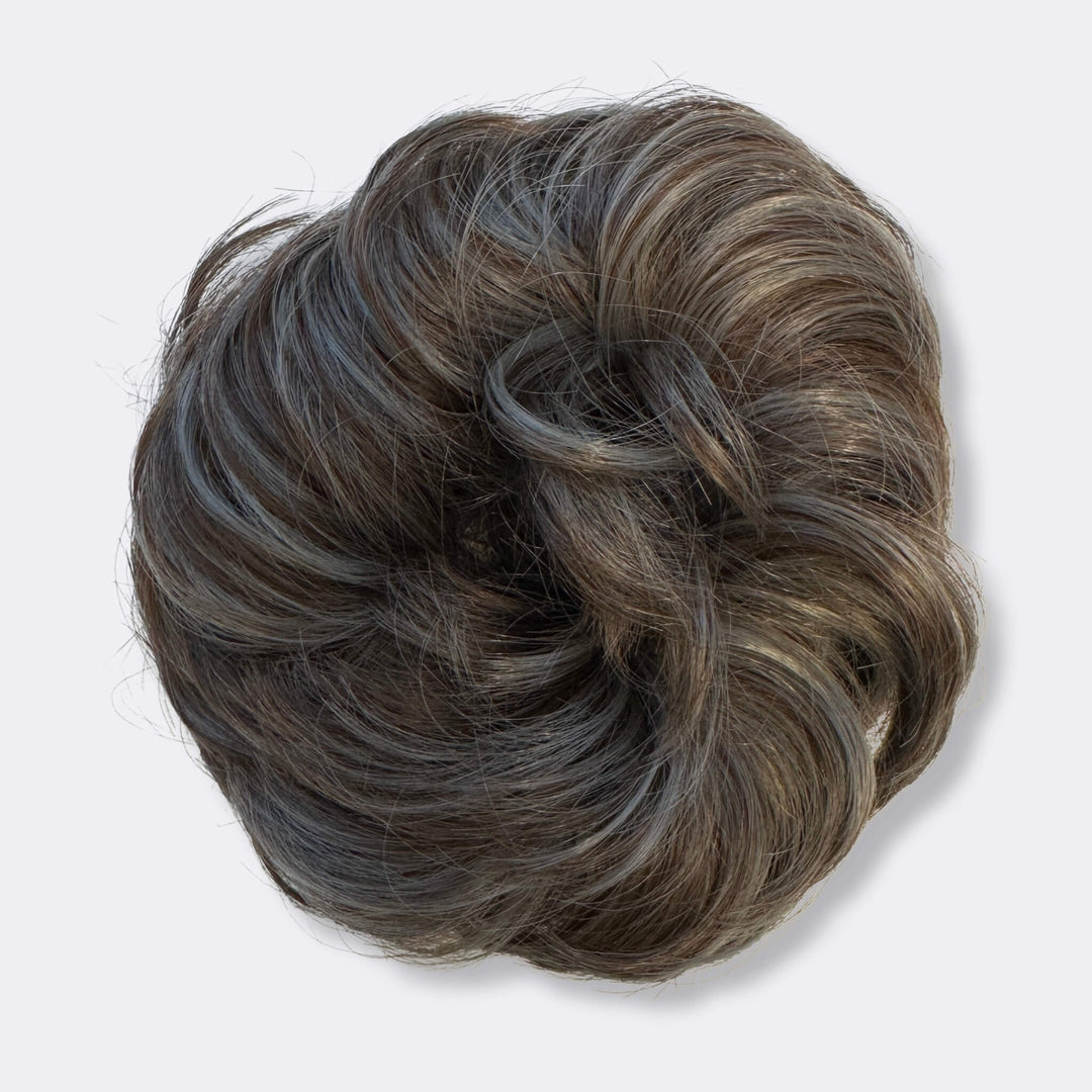 Dutt-Effekt Scrunchie für sofortiges Volumen und natürlichen Style, braun.
