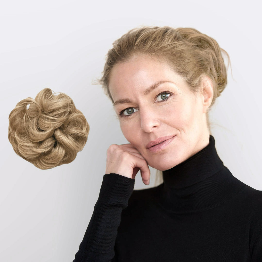 Haardutt-Scrunchie aus Kunsthaar, ideal für schnelles Volumen, braun.