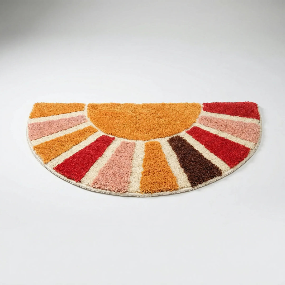 Rutschfeste Fußmatte, halbrund mit Sonnen-Design, ideal für Flur & Hauseingang.