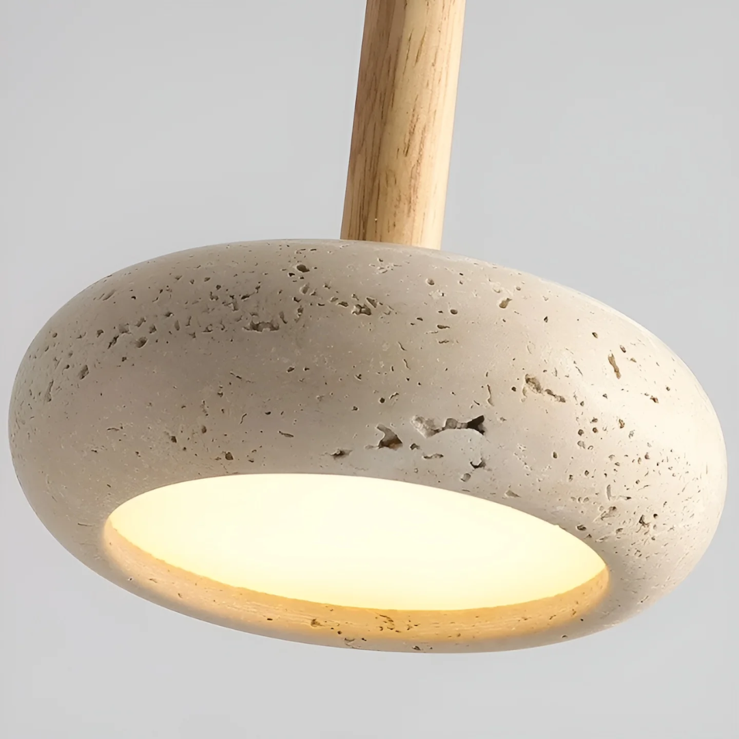 Elegante Steinlampe TranquilRing, perfekte Pendelleuchte für natürliche Eleganz. Schafft gemütliches, warmes Licht.