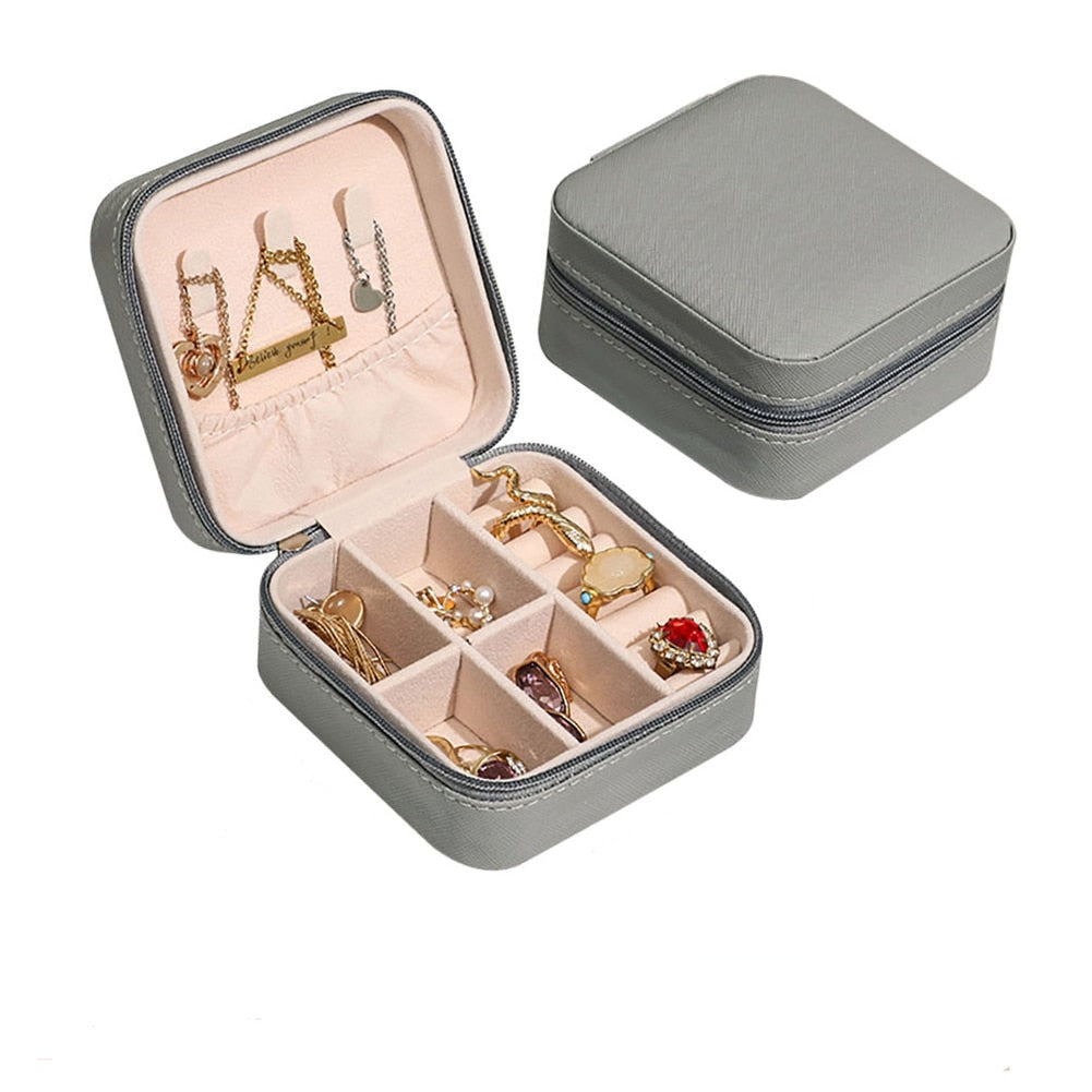 Blauer kompakter Reiseschmuck-Organizer mit Reißverschluss, perfektes Geschenk für Frauen. Schmuckbox.