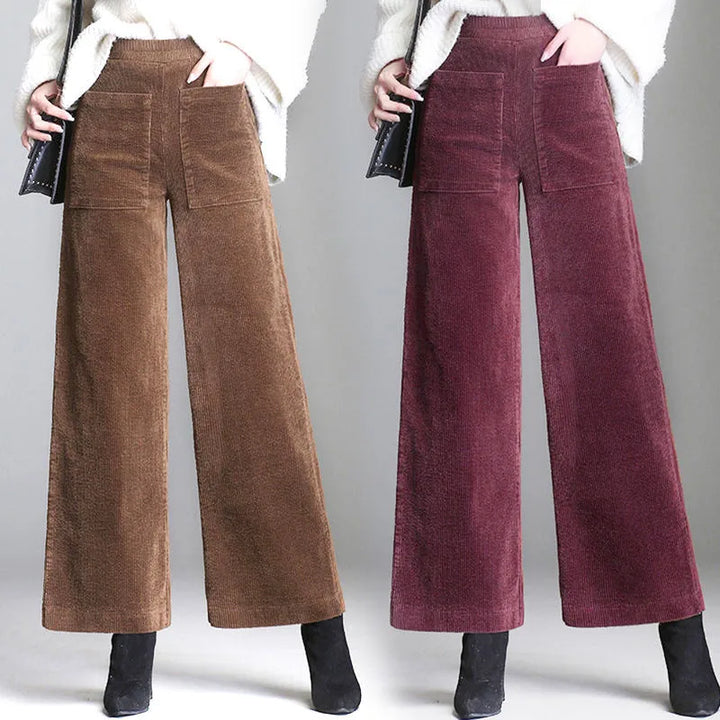 Elegante Damen High-Waist Schlaghose, bequem und alltagstauglich, mit einem Hauch von Retro-Charme.