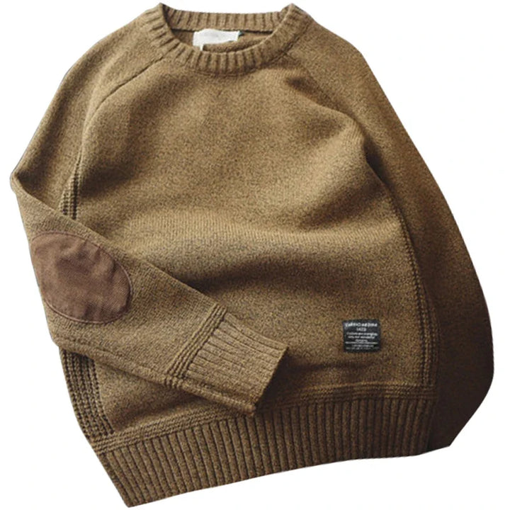 Eleganter Herren Strickpullover mit Patches, perfekt für Casual Looks. Komfortabler Pullover für Herbst/Winter.