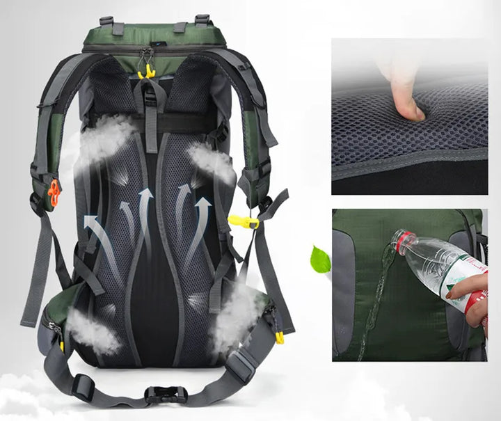 Praktischer 60L wasserdichter Reiserucksack, unisex, ideal als Reisegepäck für alle Klimazonen.