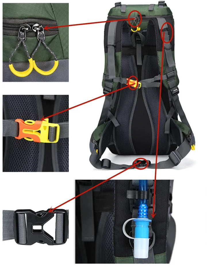 Wasserdichter Trekkingrucksack 60L, unisex, für mehrtägige Wanderungen & Expeditionen in der Natur.