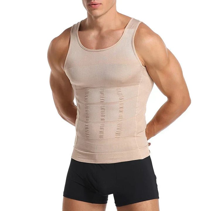 Massimo Shapewear Unterhemd für Männer, beige, bietet eine glatte, schlanke Optik.