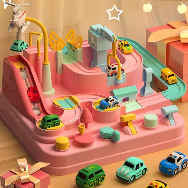 Lernspielzeug Kinder Rennbahn, fördert Motorik & Kreativität. Sicheres ABS Auto Spielzeug für Vorschule & Spielspaß.