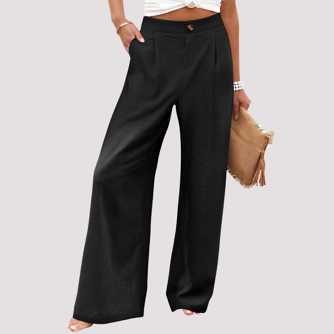 Damenhose weites Bein, High Waist. Relaxed Fit Businesshose oder Freizeithose für einen eleganten Look.