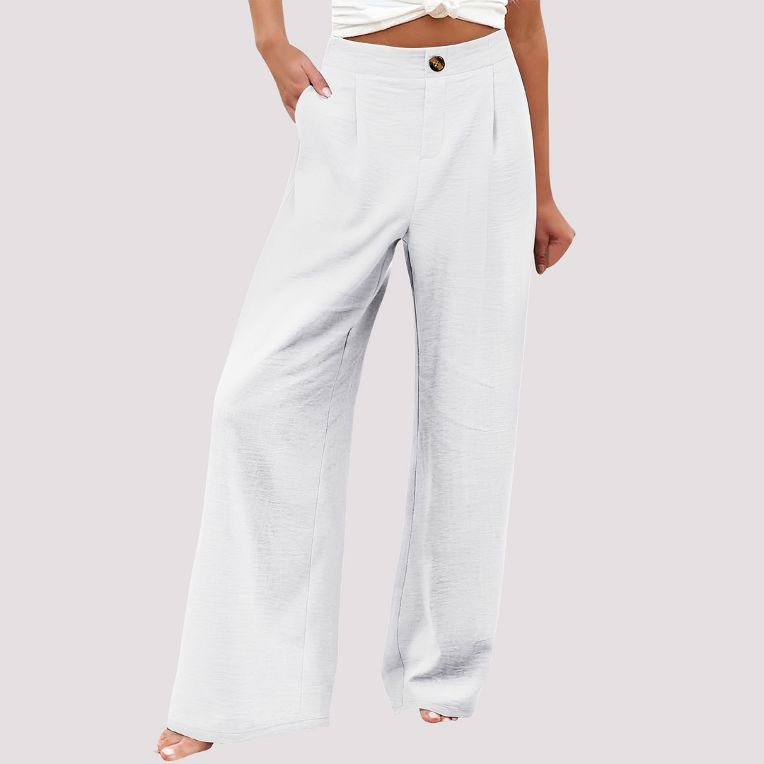 Moderne Damenhose mit weitem Bein & High Waist. Bequemer Relaxed Fit, perfekt als Sommerhose oder Businesshose.