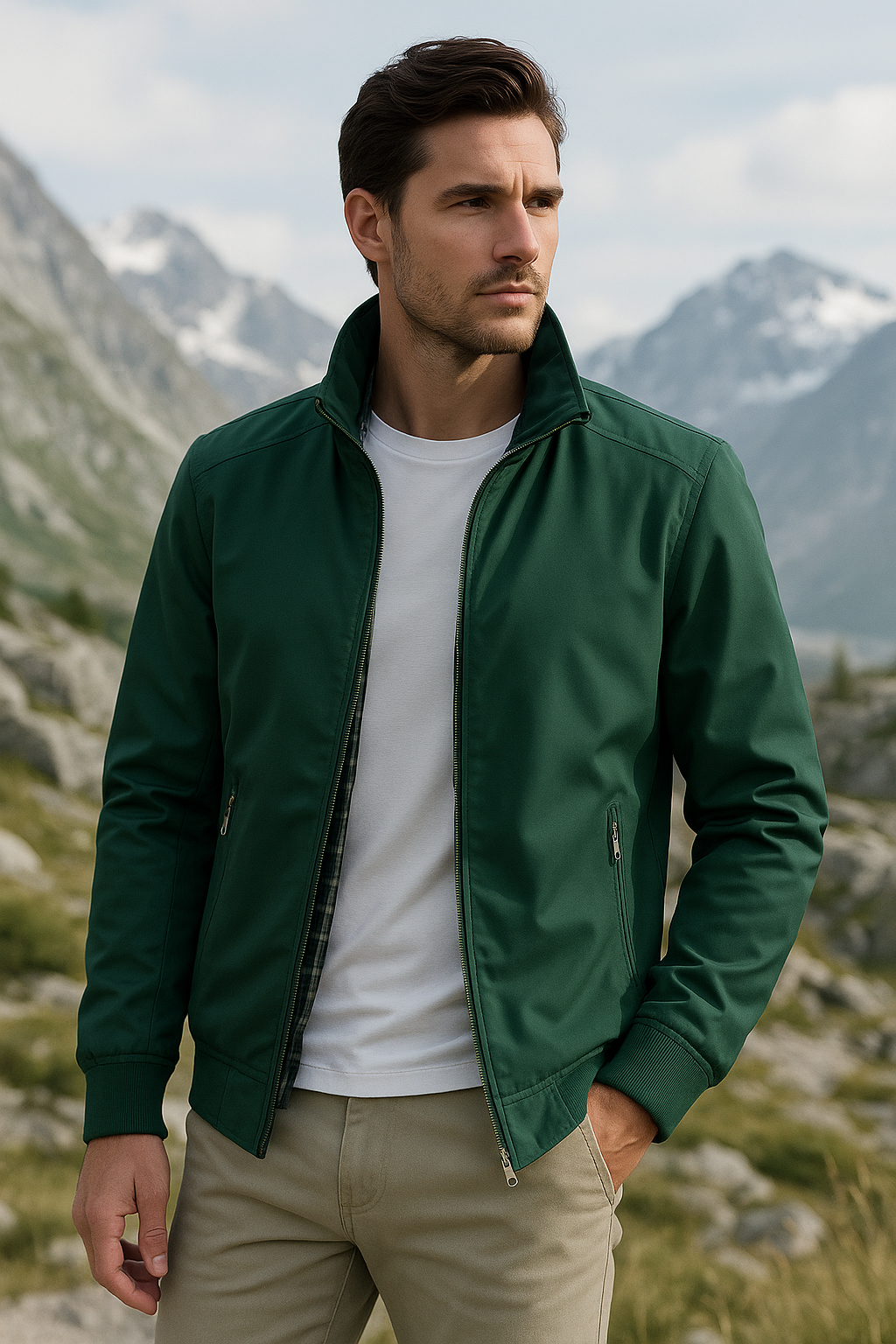 Stylische Herrenjacke für Frühling & Sommer: Casual Schnitt, Stehkragen & Reißverschluss.