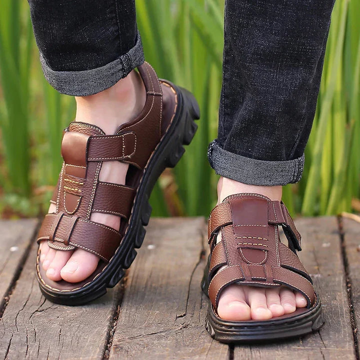 Herren Orthopädische Leder Sandalen Thijs für Komfort, Fußunterstützung im Alltag und Sommer.