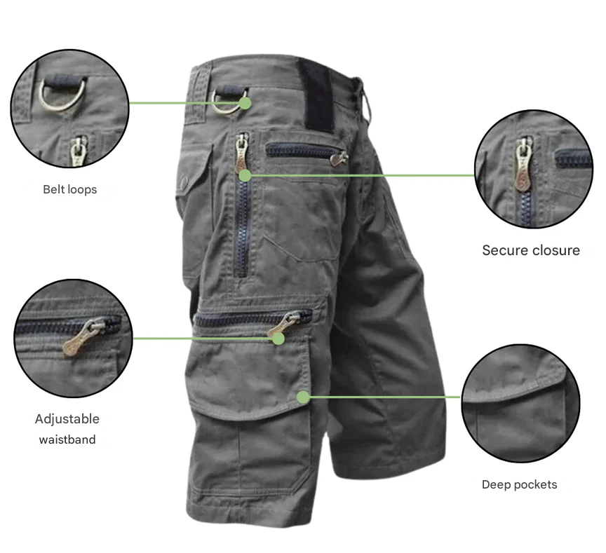 Leichte Sommershorts für Herren, schnelltrocknende Cargo-Hosen, vielseitig für Reise & Freizeit.