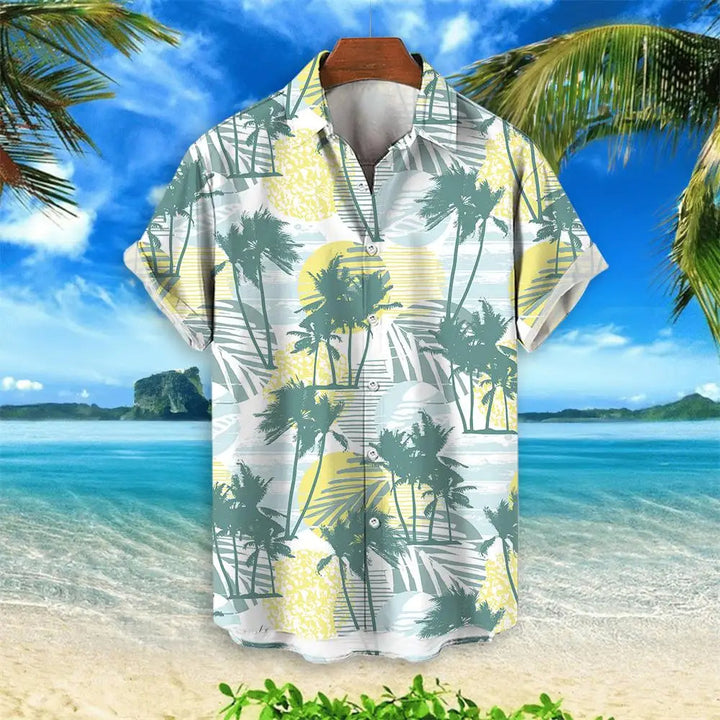 Herrenmode: Sommerliches Hawaiihemd in Übergröße mit Kranichmotiv, perfekt für Freizeit.