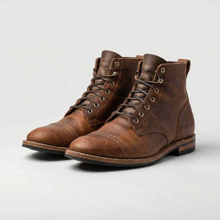 Robuste Herren Herbst- & Winter-Schnür-Knöchelstiefel 'Declan' in Braun für Stil & Wärme.